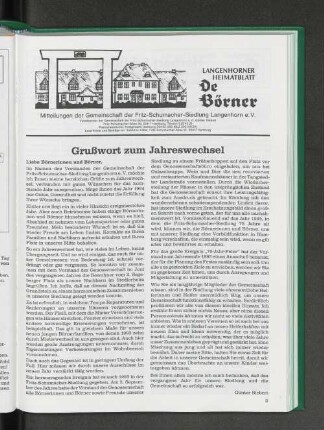 Grußwort zum Jahreswechsel