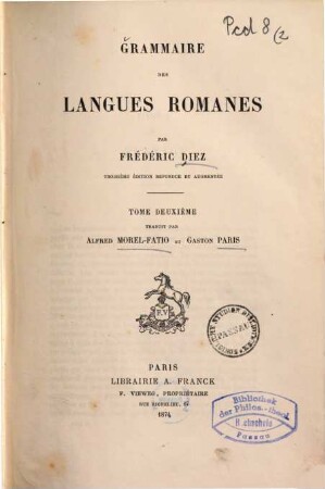 Grammaire des langues romanes, 2
