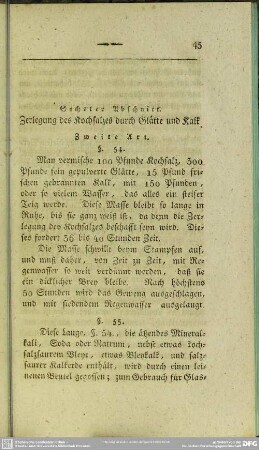 Sechster Abschnitt. Zerlegung des Kochsalzes durch Glätte und Kalk