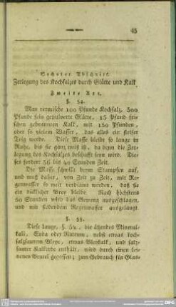 Sechster Abschnitt. Zerlegung des Kochsalzes durch Glätte und Kalk