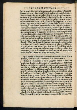 In hoc libello sequuntur diffamationes fratris Iacobi Hochstraten, in libello suo accusatorio in Actis contentae.