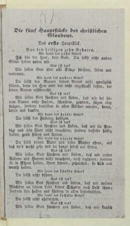 Die fünf Hauptstücke des christlichen Glaubens