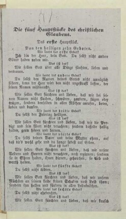 Die fünf Hauptstücke des christlichen Glaubens