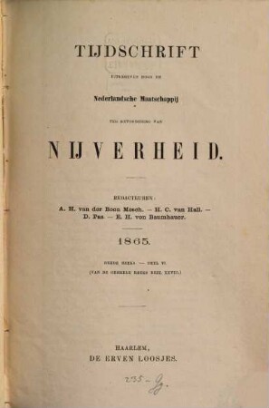 Tijdschrift. 28. 1865 = Reeks 3, Deel 6