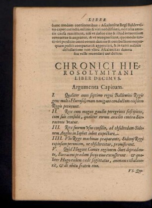 Chronici Hierosolymitani Liber Decimus.