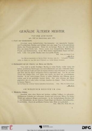 Gemälde älterer Meister (Nr. 1-84)