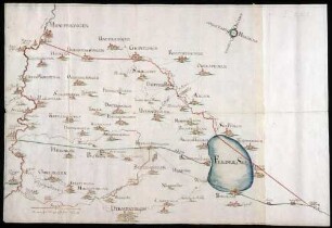 Friedbergische Forstgrenzen vom Federsee bis Munderkingen Maßstab ca. 1 : 50000 col. handgez.