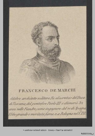 Folge von Bildnissen, Künstler und Künstlerinnen : Bildnis des Francesco De Marchi