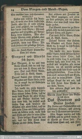 Das Benedicite und Gratias sprechen