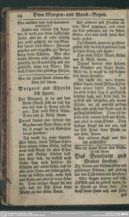 Das Benedicite und Gratias sprechen