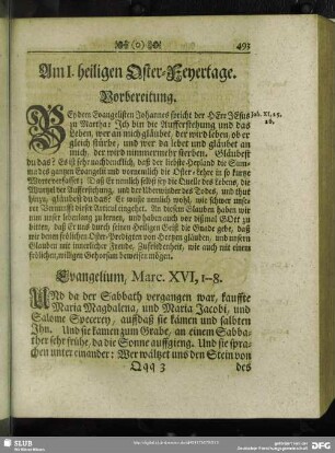 Am I. heiligen Oster-Feyertage
