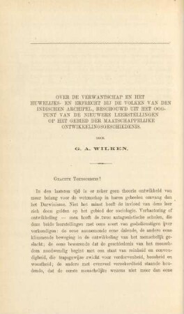 Over de verwantschap en het huwelijks- en erfrecht bij de volken van den Indischen Archipel, beschouwd uit het oogpunt van de nieuwere leerstellingen op het gebied der Maatschappelijke ontwikkelingsgeschiedenis