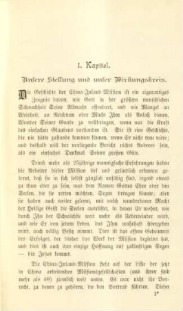 1. Kapitel. Unsere Stellung und unser Wirkungskreis