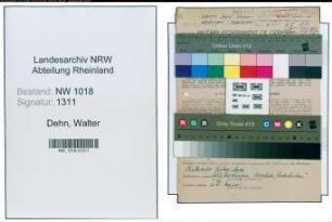 Entnazifizierung Walter Dehn , geb. 15.07.1896 (Lehrer)