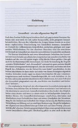 Christian Herfarth: Einleitung Gesundheit - ein sehr allgemeiner Begriff