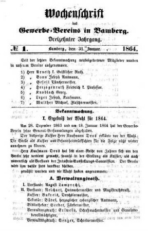 Wochenschrift des Gewerbe-Vereins Bamberg. 13. 1864