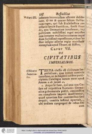 Pars III. Caput VII. De Civitatibus imperialibus
