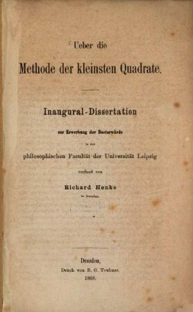 Über die Methode der kleinsten Quadrate