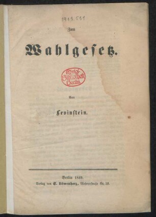 Zum Wahlgesetz