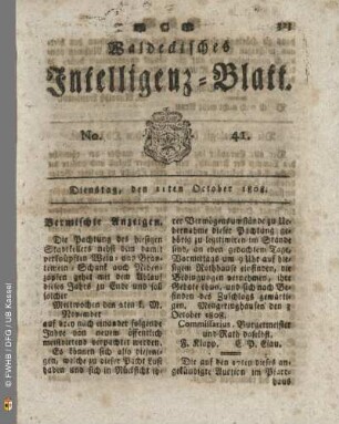 No. 41. Dienstag, den 11ten October 1808