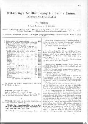 178. Sitzung, Stuttgart, 6.5.1909