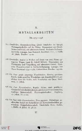 X. Metallarbeiten (Nr. 275-298)