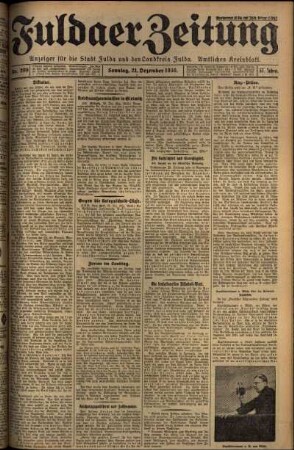 Erste Ausgabe vom Sonntag, den 21. Dezember 1930.
