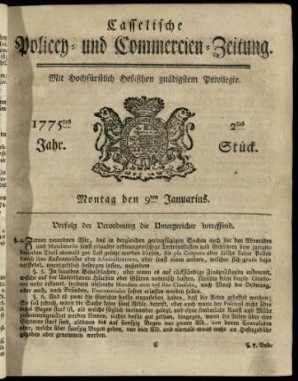 2tes Stueck, Montag den 9ten Januarius 1775