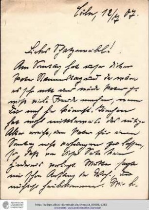 Brief vom 12.07.1907