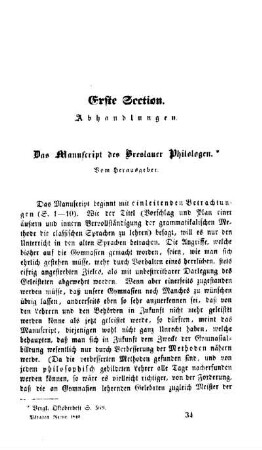 Das Manuscript der Breslauer Philologen
