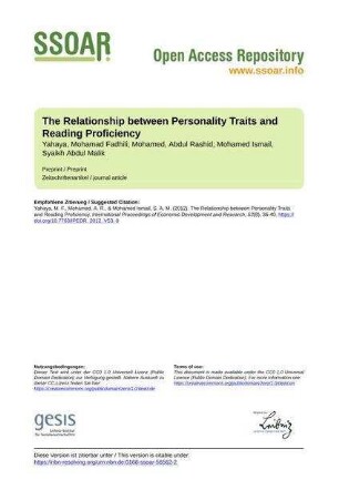 The Relationship between Personality Traits and Reading Proficiency