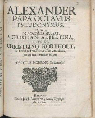 Alexander Papa Octavus Pseudonymus