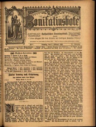 Erste Ausgabe vom Sonntag, den 05. Februar 1905.