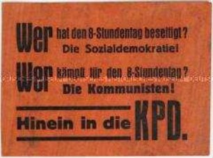 Handzettel der KPD zur Mitgliederwerbung
