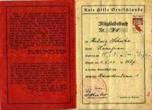 Mitgliedsausweis der Roten Hilfe Deutschlands