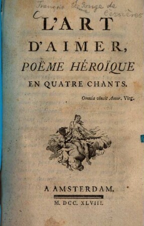 L' Art d'aimer : Poeme heroique en 4 chants