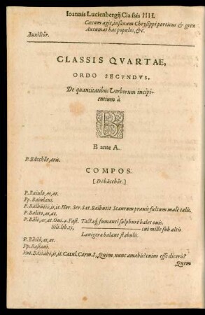 Classis Quartae, Ordo Secundus ... B
