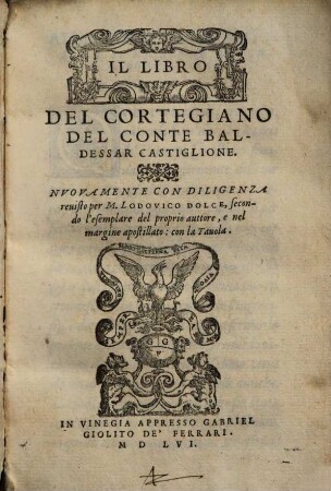 Il Libro Del Cortegiano Del Conte Baldessar Castiglione
