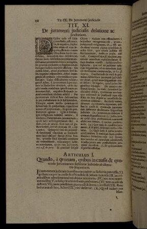 Tit. XI. De juramenti judicialis delatione ac præstatione.