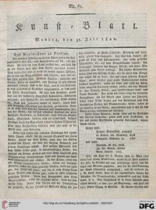 Nr. 61-70 (31. Juli - 31. August 1820)