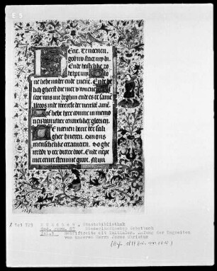 Niederländisches Gebetbuch — Initialen und Vollbordüre, Folio 1recto
