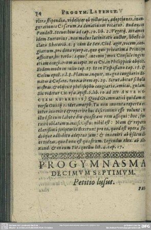 Progymnasma Decimum Septimum. Petitio lusus