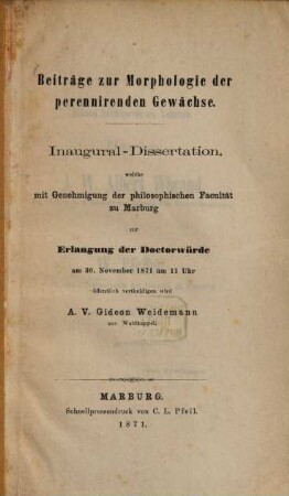 Beiträge zur Morphologie der perennirenden Gewächse