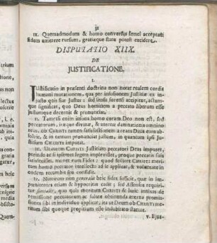 Disputatio XIIX. De Justificatione.