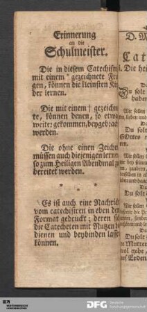 Erinnerung an die Schulmeister.