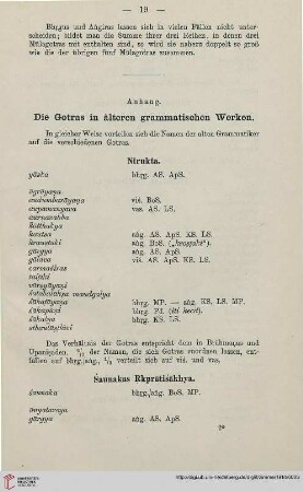 Anhang. Die Gotras in älteren grammatischen Werken: ...