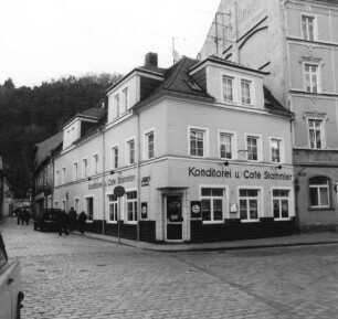 Bad Schandau, Marktstraße 2. Wohnhaus mit Café (1701/1800, verändert). Eckansicht
