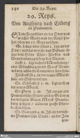 29. Reys. Von Augspurg nach Colberg in Pommern