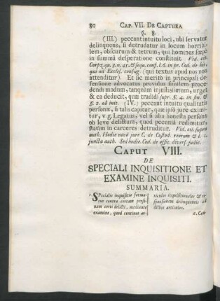 Caput VIII. De Speciali Inquisitione Et Examine Inquisiti