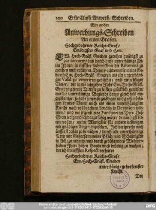 Ein ander Anwerbungs-Schreiben An einen Grafen.